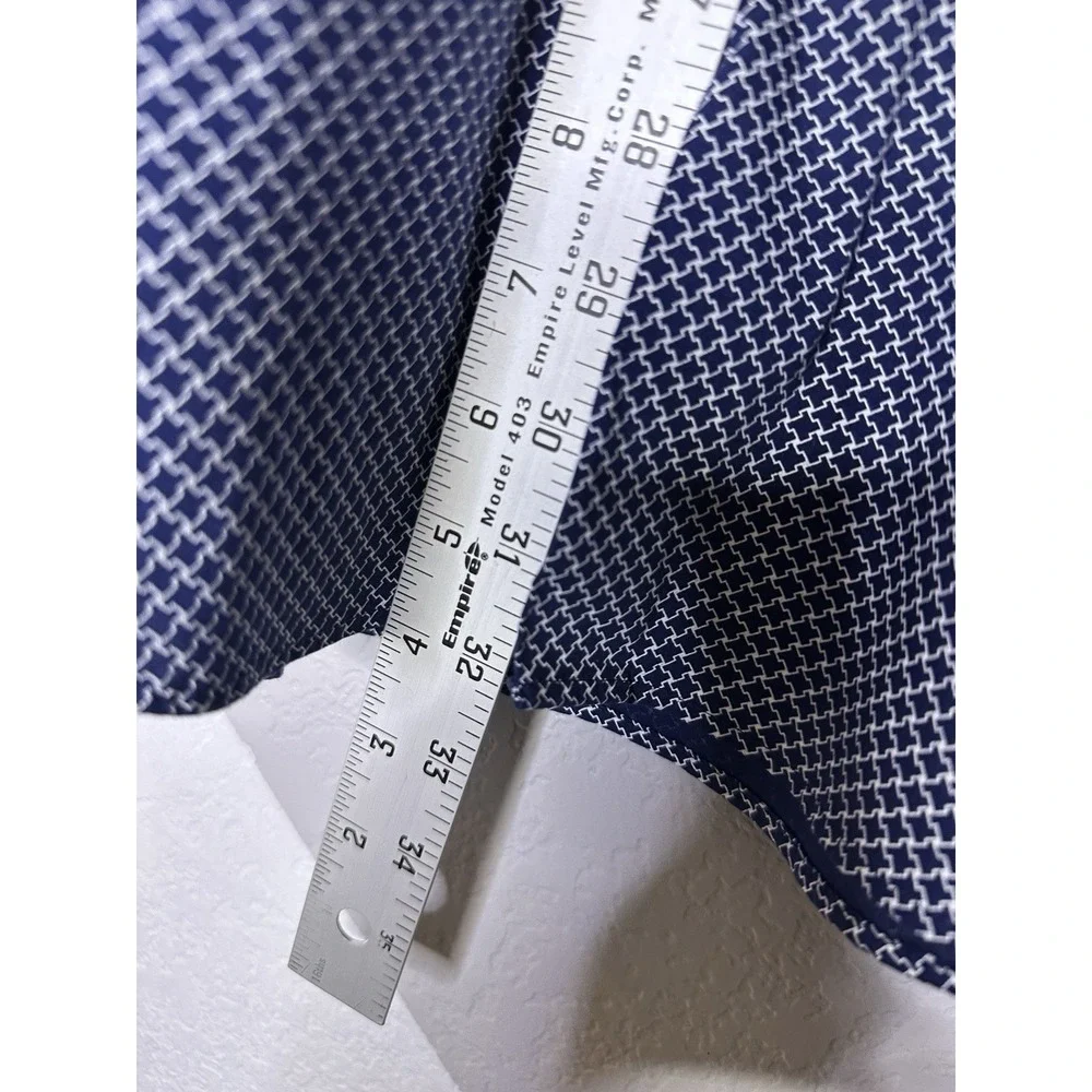 Alfani Slim Fit Men's Medium 15-15.5 32/33 Navy White Geometric Dress Shirt